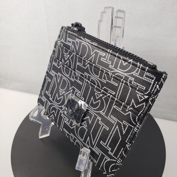 Badgley Mischka Black White Logo Monogram Mini Credit Card Holder Coin Wallet - Picture 4 of 14